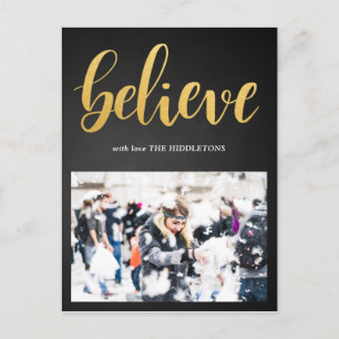 Glaube Imitate Gold Script Chalkboard Foto Postkarte
