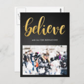 Glaube Imitats Gold Script Chalkboard Foto Postkarte (Vorne/Hinten)