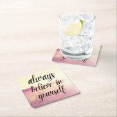 Glaube immer an dich selbst 2 rechteckiger pappuntersetzer (Vor Ort)