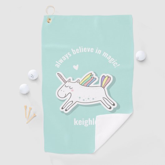 Glaube immer an Magie! Niedlich Kids Unicorn Golfhandtuch (Insitu)