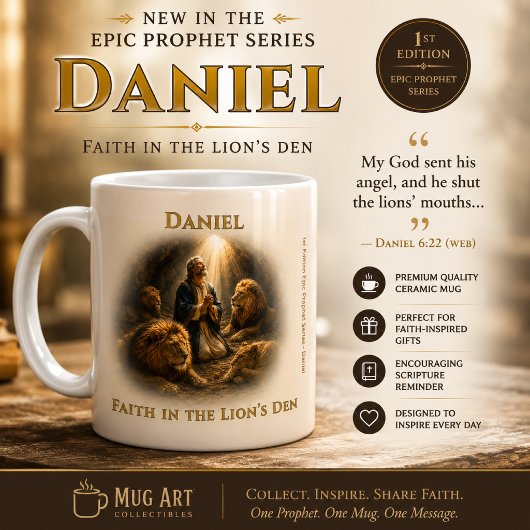 Glaube in der Löwengrube – Daniel 6:22 Schrift Kaffeetasse