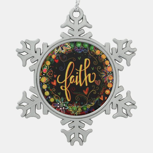 "Glaube"-Inspiritivität Schneeflocken Zinn-Ornament (Vorderseite)