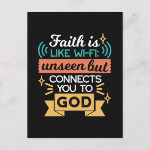 Glaube ist wie WLAN Lustiger christlicher Zitat-Ku Postkarte