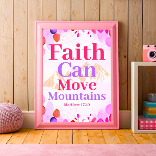 Glaube kann Berge versetzen Boho christliches Teen Poster