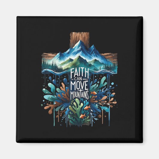Glaube kann Berge versetzen Kreuz Gott Religiös Ch Magnet (Vorne)