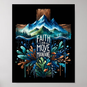 Glaube kann Berge versetzen Kreuz Gott Religiös Ch Poster