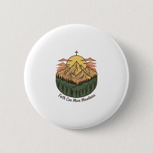 Glaube kann Berge versetzen Vintage-Mountains-Shir Button (Vorderseite)