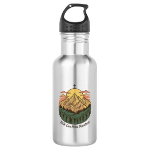 Glaube kann Berge versetzen Vintage-Mountains-Shir Edelstahlflasche