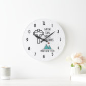 Glaube kann Gebirge Christliches Bibelangebot vers Große Wanduhr (Zuhause)