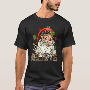 Glaube Kostüm Santa Claus mit Leopard Weihnachten T-Shirt
