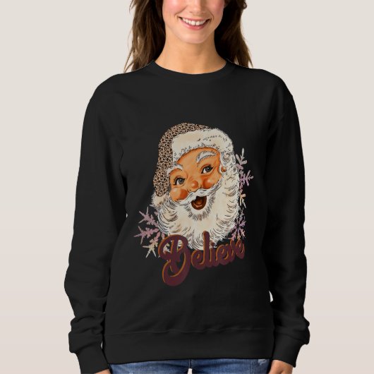 Glaube Leopard Santa Retro Santa Vintag Sweatshirt (Vorderseite)