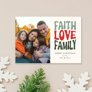 Glaube, Liebe, Familie - Vintage Retroschrift Mitteilungskarte