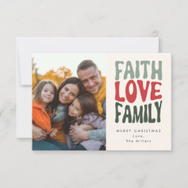 Glaube, Liebe, Familie - Vintage Retroschrift Mitteilungskarte