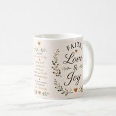 Glaube, Liebe & Freude | Glaube-basierter Kaffeebe Kaffeetasse (VorderseiteRechts)