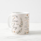 Glaube, Liebe & Freude | Glaube-basierter Kaffeebe Kaffeetasse (Vorderseite Links)