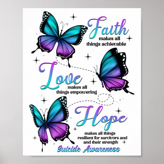 Glaube Liebe Hoffnung Schmetterling Suizidbewussts Poster (Vorne)