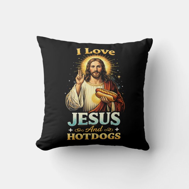 Glaube, Liebe und Hotdogs Kissen (Vorderseite)