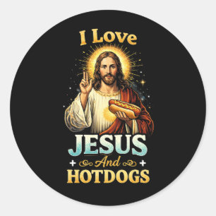 Glaube, Liebe und Hotdogs Runder Aufkleber