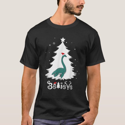 Glaube Loch Ness Monster Christmas Nessie Cryptid T-Shirt (Vorderseite)