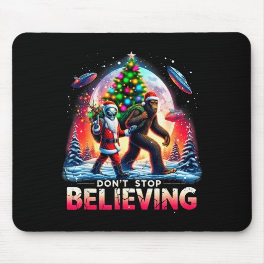 Glaube lustiger Außerirdischer und Weihnachtsmann Mousepad (Vorne)