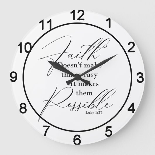 Glaube macht Dinge möglich Große Wanduhr (Vorderseite)