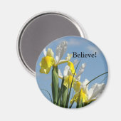 Glaube! Magnet Gelbe weiße Iris-Blume (Vorderseite/Rückseite)