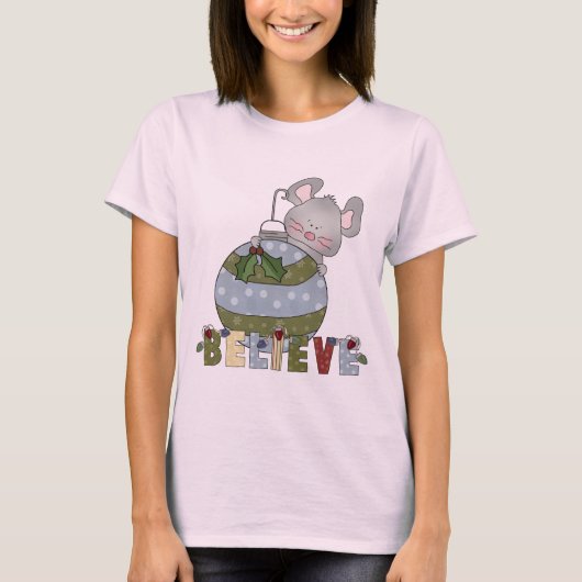 Glaube Maus Ornament Niedlich Weihnachten T-Shirt (Vorderseite)