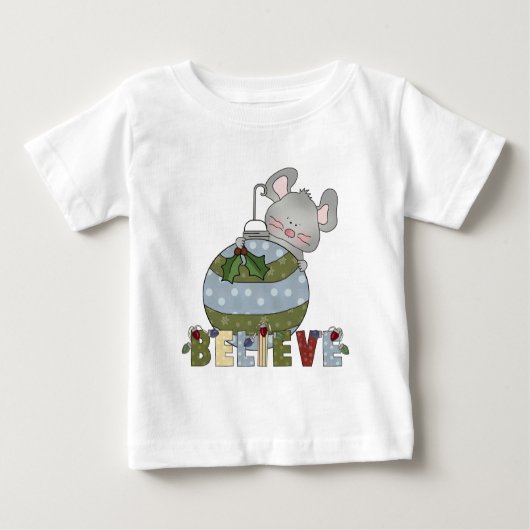 Glaube Maus Ornament Weihnachtstiere Baby T-shirt (Vorderseite)