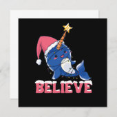 Glaube Narwhal Weihnachtsschneefieber-Lichter Einladung (Vorne/Hinten)