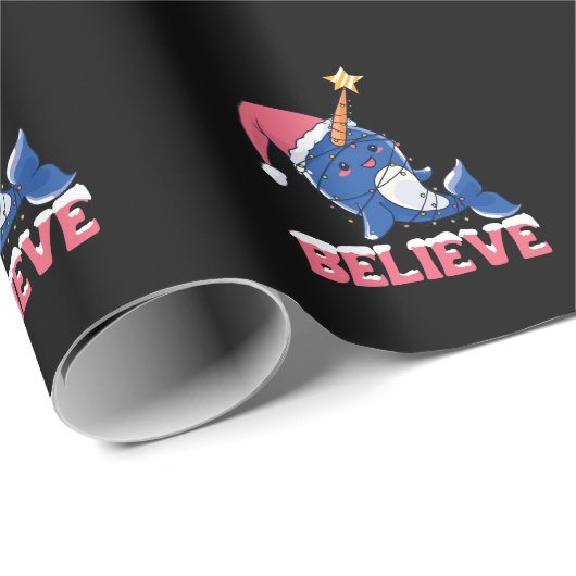 Glaube Narwhal Weihnachtsschneefieber-Lichter Geschenkpapier (Rolleneckpunkt)