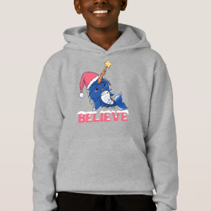 Glaube Narwhal Weihnachtsschneefieber-Lichter Hoodie