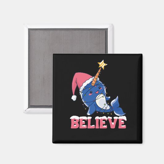 Glaube Narwhal Weihnachtsschneefieber-Lichter Magnet (Vorderseite/Rückseite)