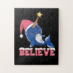 Glaube Narwhal Weihnachtsschneefieber-Lichter Puzzle
