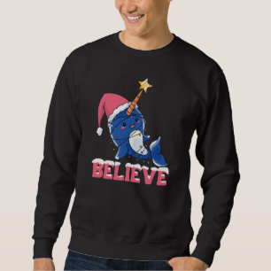 Glaube Narwhal Weihnachtsschneefieber-Lichter Sweatshirt