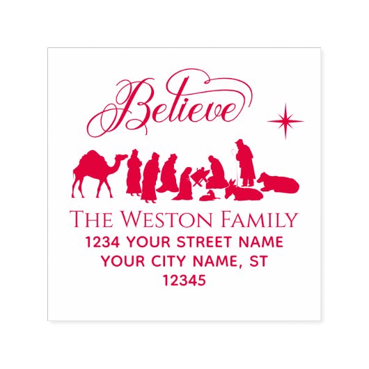Glaube: Nativity Scene #1B Name Address Permastempel (Design)