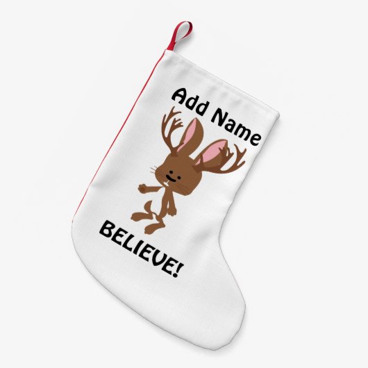 Glaube! Niedlich Jackalope Kleiner Weihnachtsstrumpf (Vorderansicht (hängend))