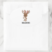 Glaube! Niedlich Jackalope Ovaler Aufkleber (Tasche)