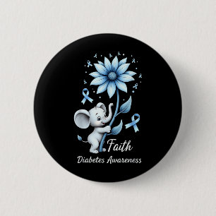Glaube Niedliche Elefanten Sonnenblumen Diabetes B Button