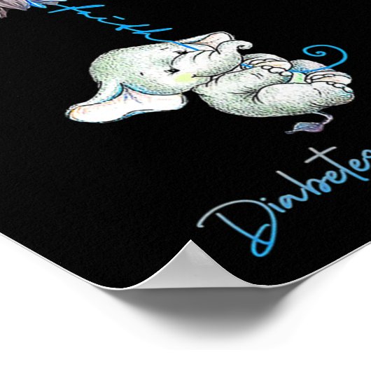 Glaube Niedliche Elefanten Sonnenblumen Diabetes B Poster (Ecke)