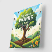 Glaube ohne Arbeit IST TOT Quadratische Wanduhr (Winkel)