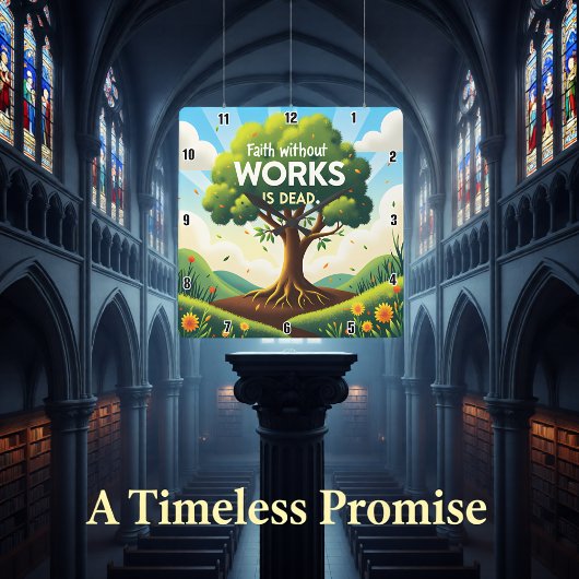 Glaube ohne Arbeit IST TOT Quadratische Wanduhr