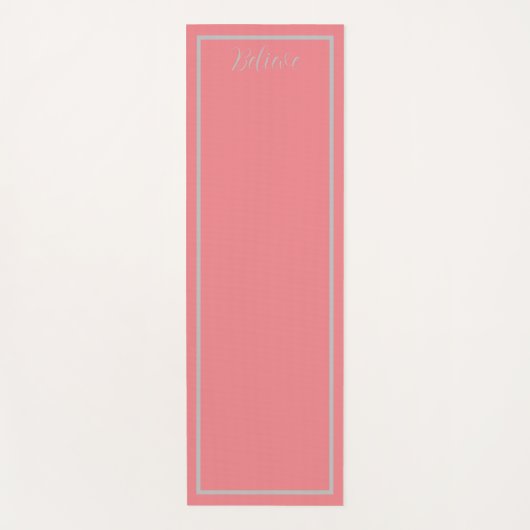 'Glaube' Phrase Coral Pink & Grau Border Yogamatte (Vorderseite)