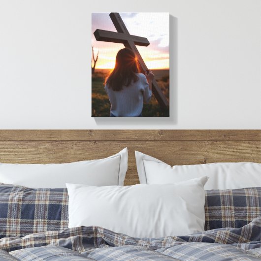 Glaube- Premium Wrapped Canvas (Glanz) Leinwanddruck (Insitu (Schlafzimmer))