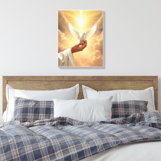 Glaube- Premium Wrapped Canvas (Glanz) Leinwanddruck (Insitu (Schlafzimmer))