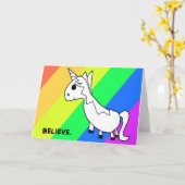 Glaube! Rainbow Unicorn Notecard Karte (Gelbe Blume)