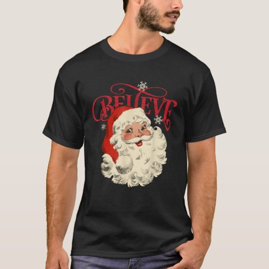 Glaube Retro Weihnachten Weihnachtsmann Weihnachte T-Shirt (Vorderseite)