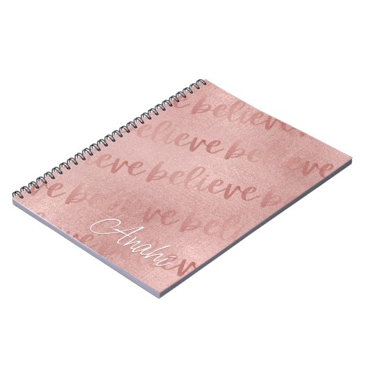 Glaube Rose Gold Script Notizblock (Linke Seite)