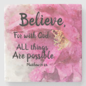 Glaube Rose Square Marmor Stone Untersetzer Script (Vorderseite)