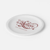 Glaube Rote Schneeflocken Sterne Weihnachtsfeierta Pappteller (Schrägansicht)