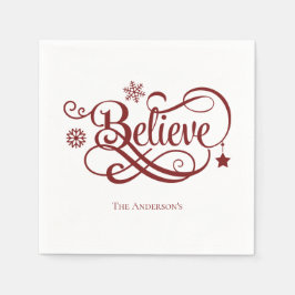 Glaube Rote Schneeflocken Sterne Weihnachtsfeierta Serviette